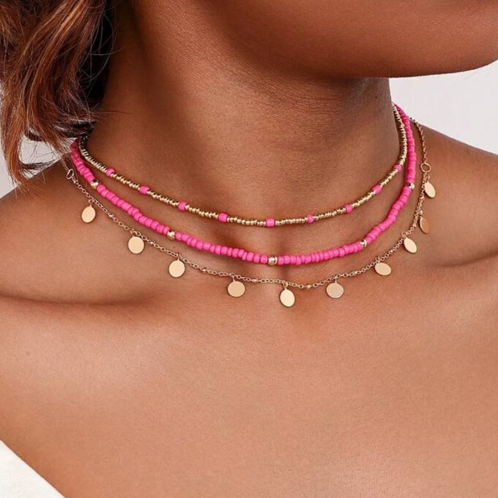 Boho beaded necklace N627